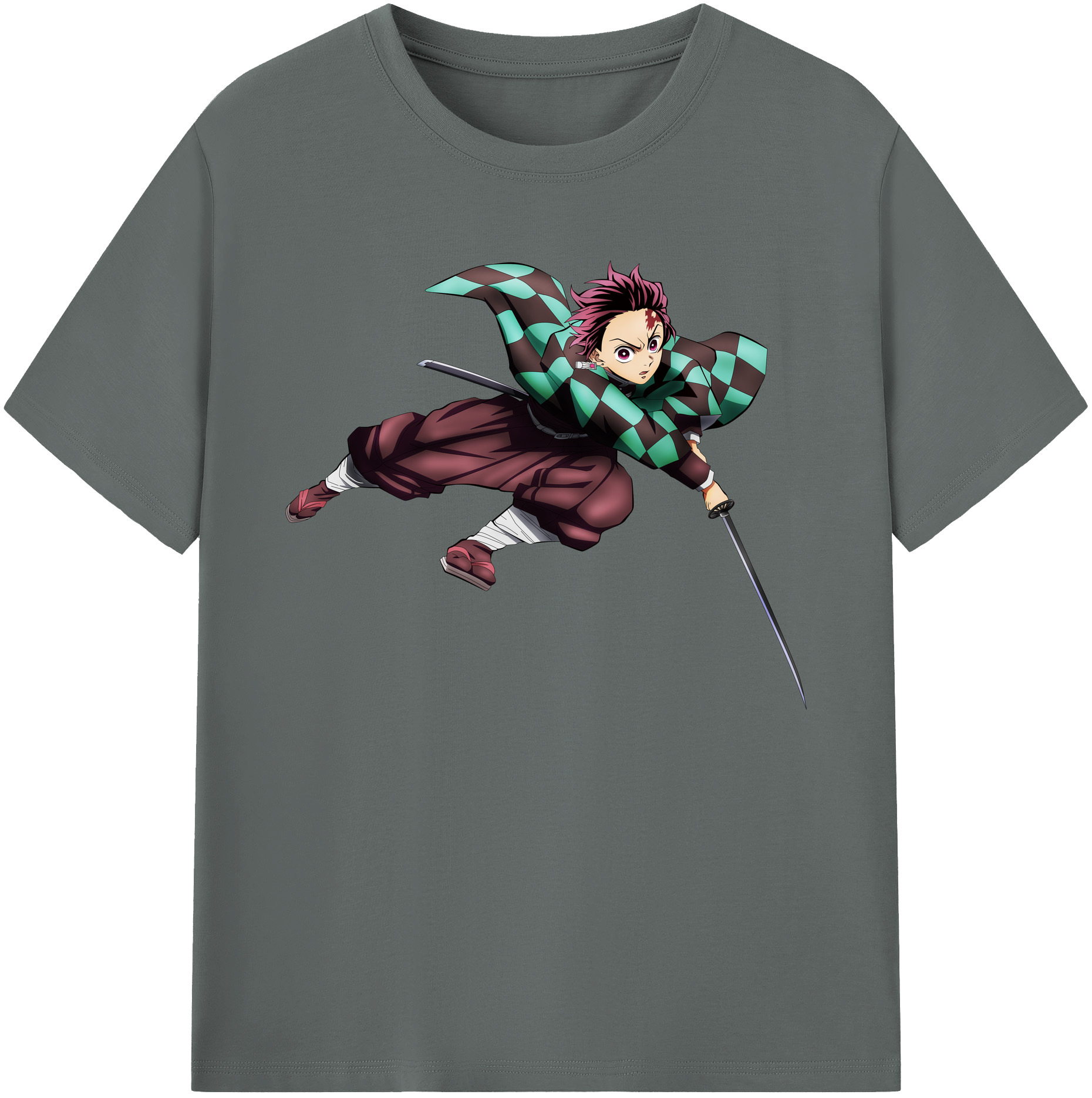 （画像用） 鬼滅の刃 竈門 炭治郎／かまど たんじろう Kamado Tanjirou 綿100％ メンズ半袖Tシャツ｜肌触りやわらか＆通気性